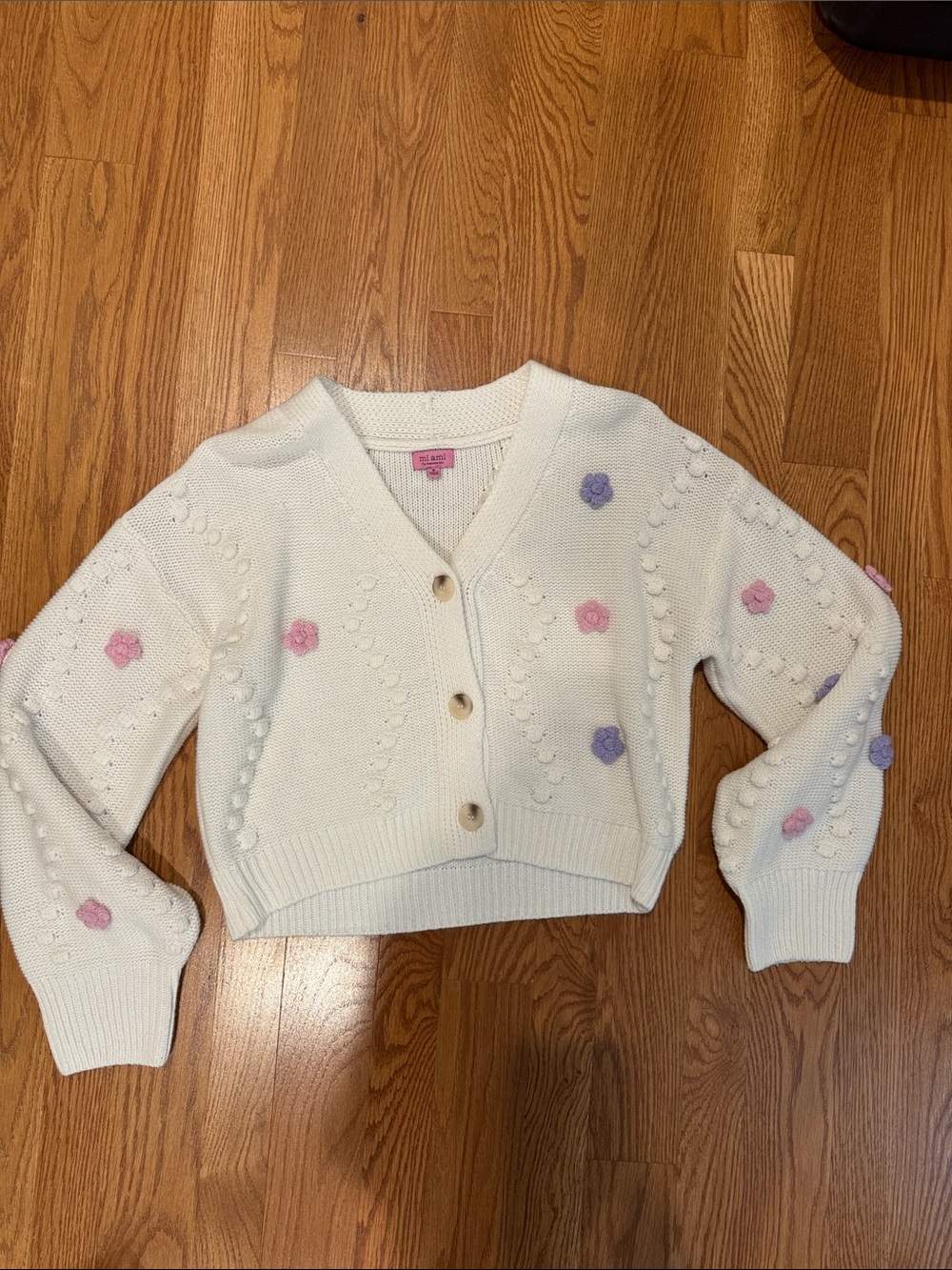 NEW- White Floral Bobble Knit Cardigan Sweater - Francesca’s